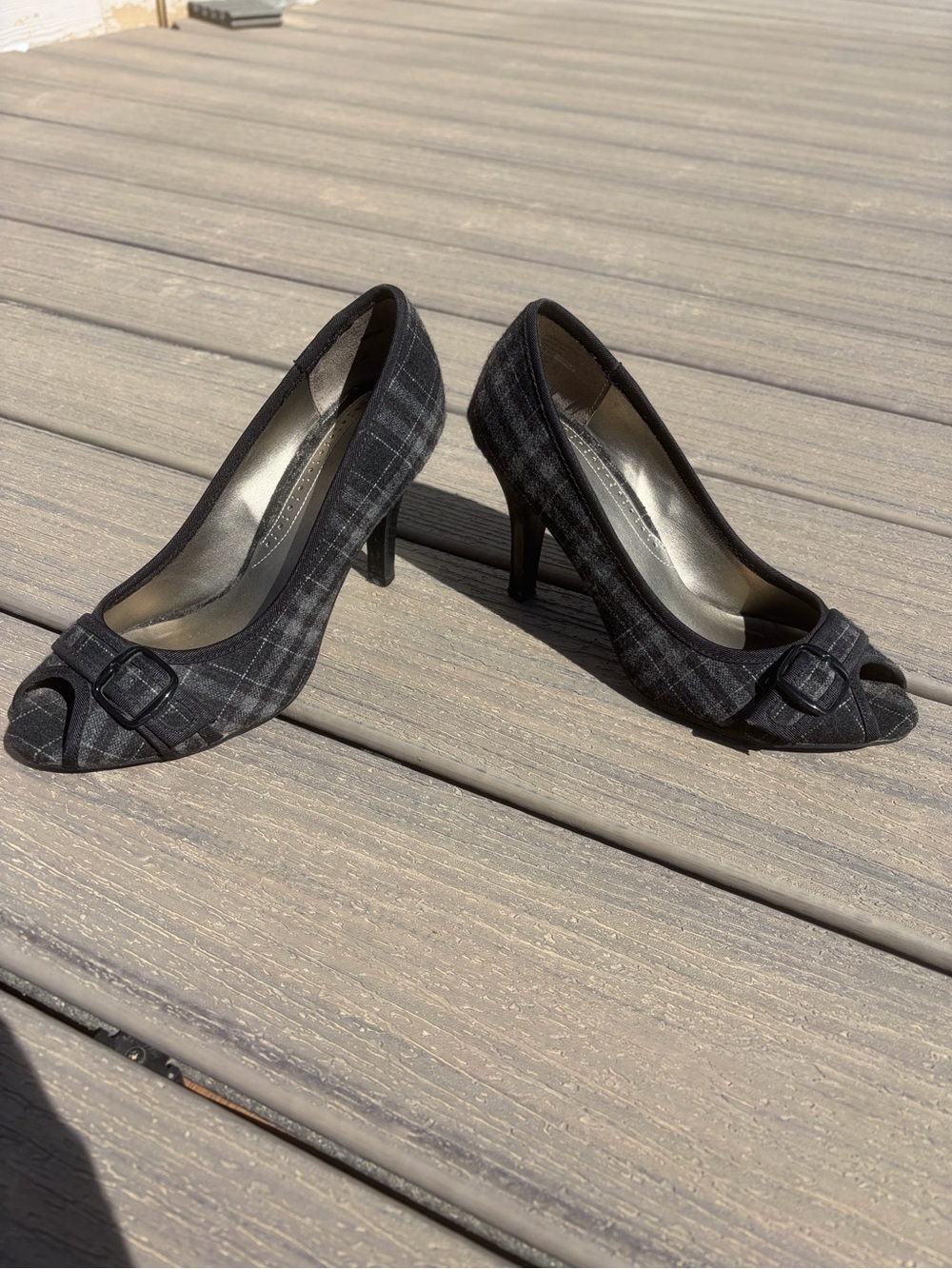 Apt. 9 Black Peep-Toe Buckle Pumps - Picture 4 of 7